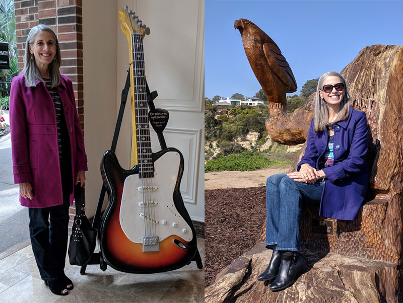 me wearing two new bright coats last year