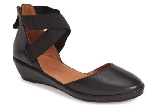 black Gentle Souls cross-strap low wedges