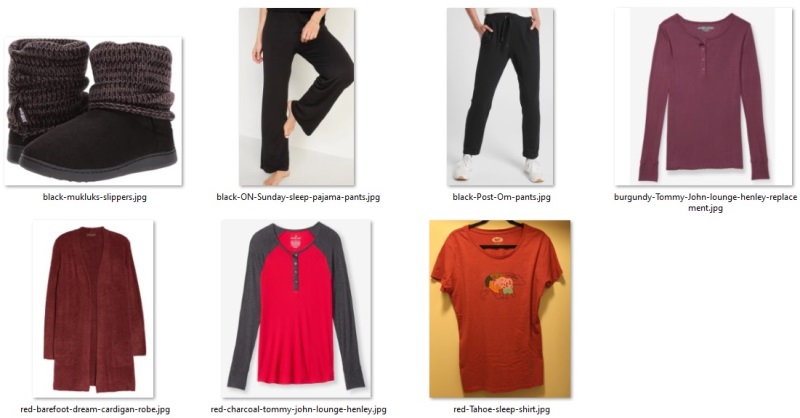 November 2022 Tahoe travel wardrobe - Lounge/Sleep items