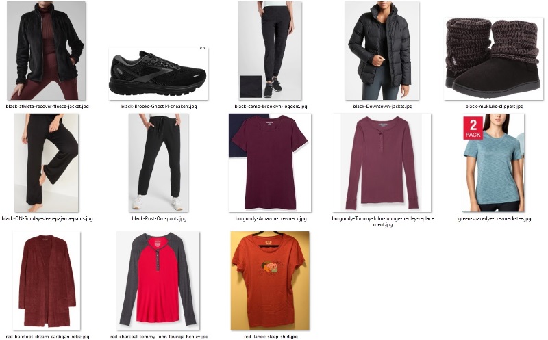 November 2022 Tahoe travel wardrobe - At-home items