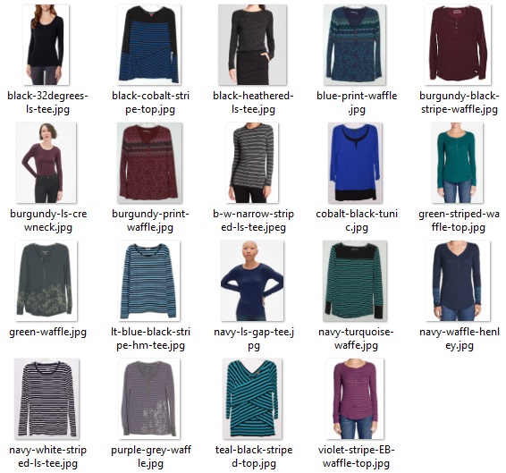 oldest items: long-sleeved tops